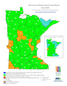 weekly stream flow map of minnesota